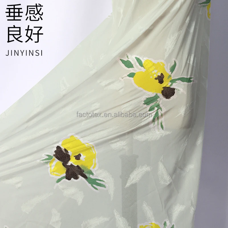 Оптовая Продажа с фабрики, 100% полиэстер, печать на заказ, тканая шифоновая ткань Dobby для одежды