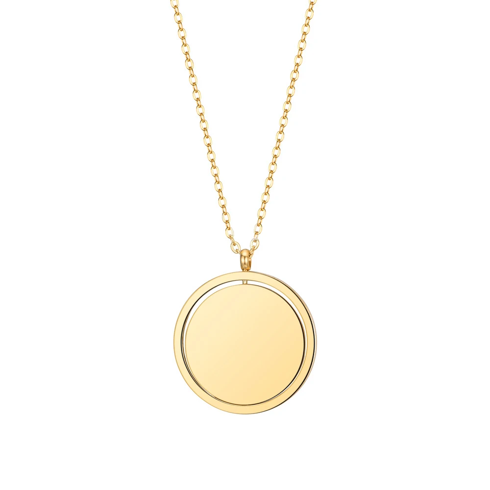laser engravable jewelry blanks blank spinning disc coin round pendant spinner necklace for women