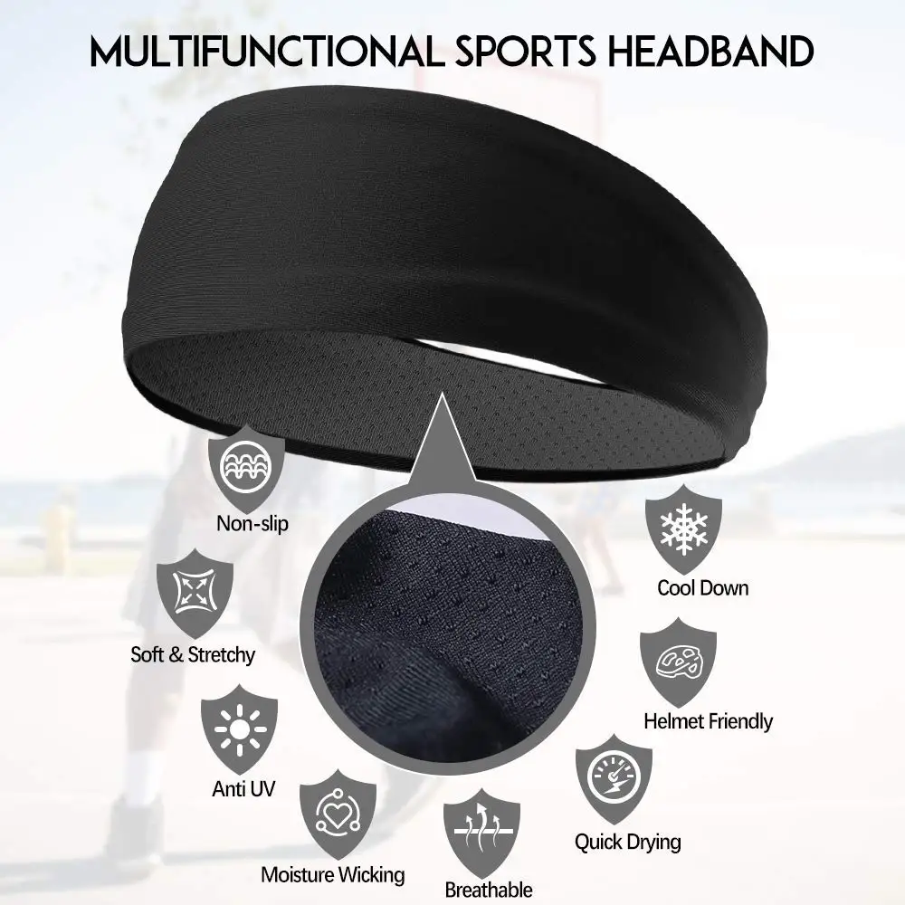 wide sport headband workout hairband high elastic moisture running fit yoga sweatband quick dry headbands custom logo free