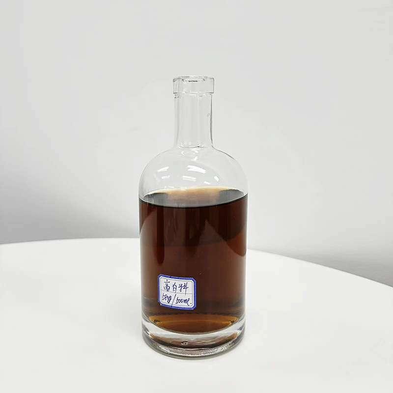 Customized Wholesale 500ml Round Flat Empty Fruit Wine Bottle Gin Rum Whisky Vodka Tequila Spirits Glass Bottles