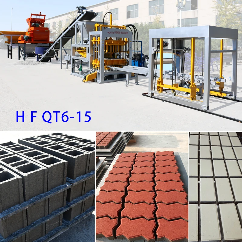 Hf Qt6-15D автоматический бетонный полый цементный кирпич цена кирпичное оборудование поддон и брусчатка блочная машина