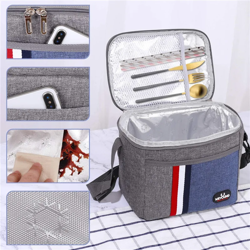 Reusable Insulated Large Lunch Bag with Adjustable Shoulder Strap Women Men Picnic Bags