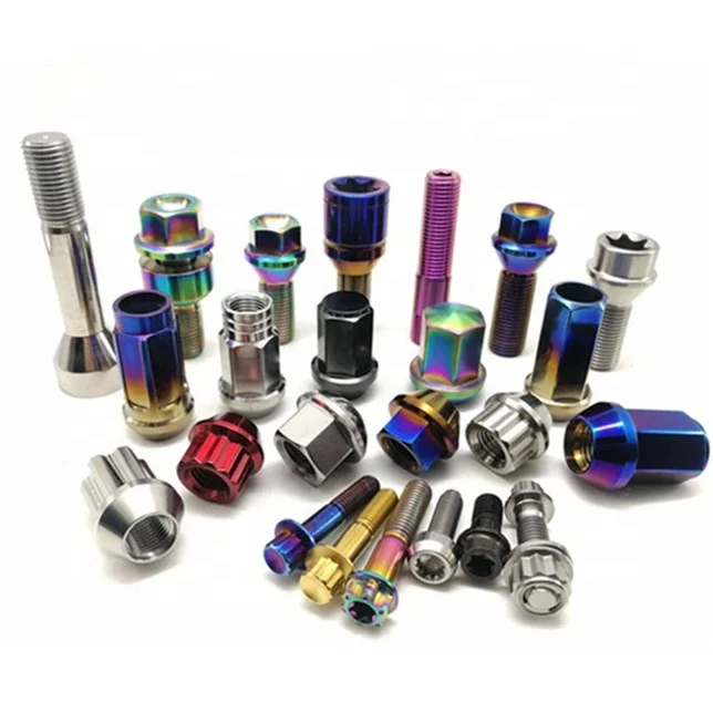 Titanium wheel bolts and nuts for cars and motorcycles