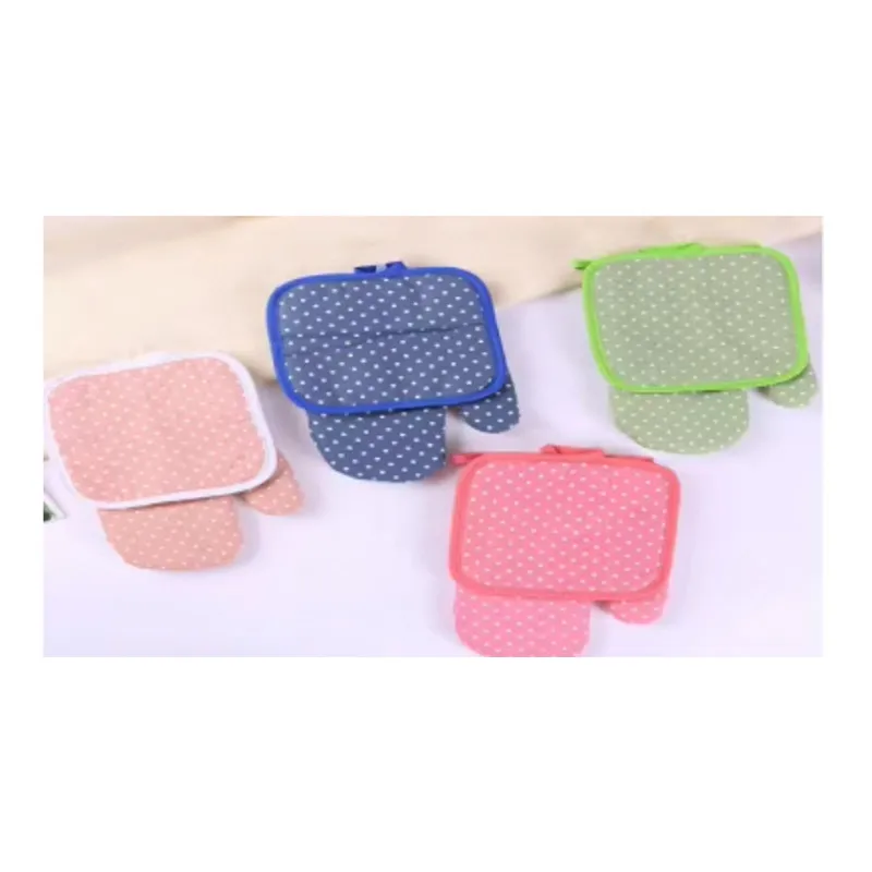 Профессиональные Новые товары, хлопчатобумажные льняные рукавицы с принтом, термостойкие хлопковые льняные рукавицы в горошек и прокладки