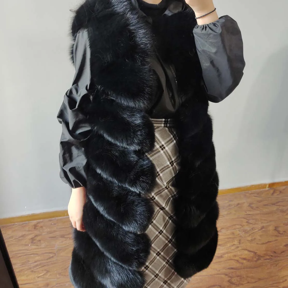 QIUCHEN- QC19082 New arrival hot sale long model natural real raccoon fur vest gilet women girls high quality