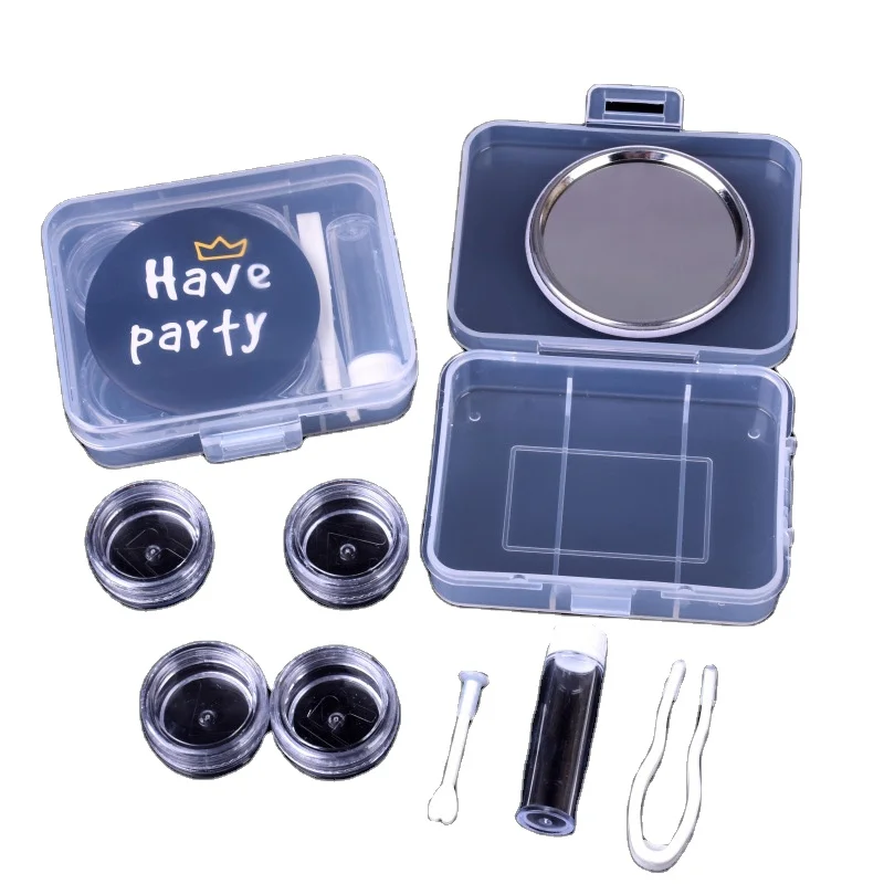 Customizable Cartoon Letter Contact Lenses Case Boxes 2 Pairs Travel kit Portable Contact Lens Cases with Mirror
