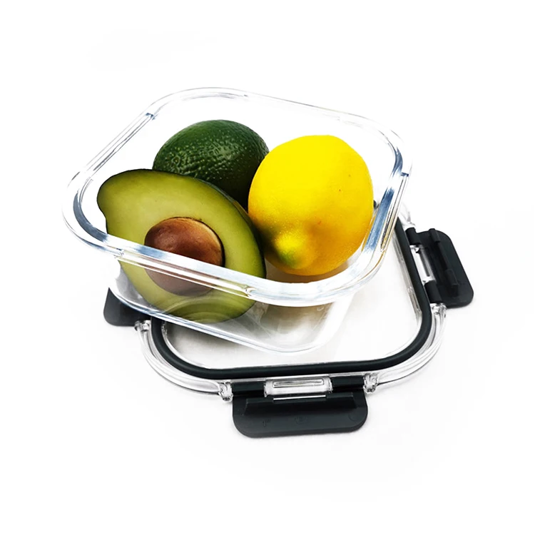 Top Selling Products Square Clear Airtight  Glass Food Container With Snap Locking Lids
