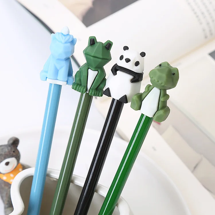 Wholesale Office Stationery 0.5mm Black Pen 3D Animal Shape Cartoon Pen Student Gel Pen