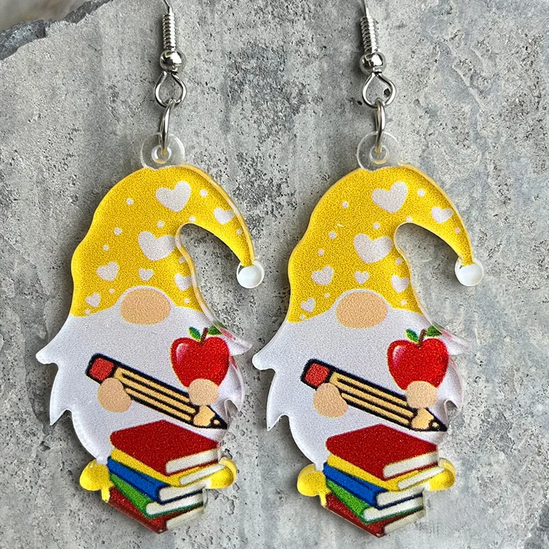 Creative Bulb Light Design With Colorful Flower Pattern Dangle Earrings Set Vacation Acrylic Jewelry Daily Casual earring