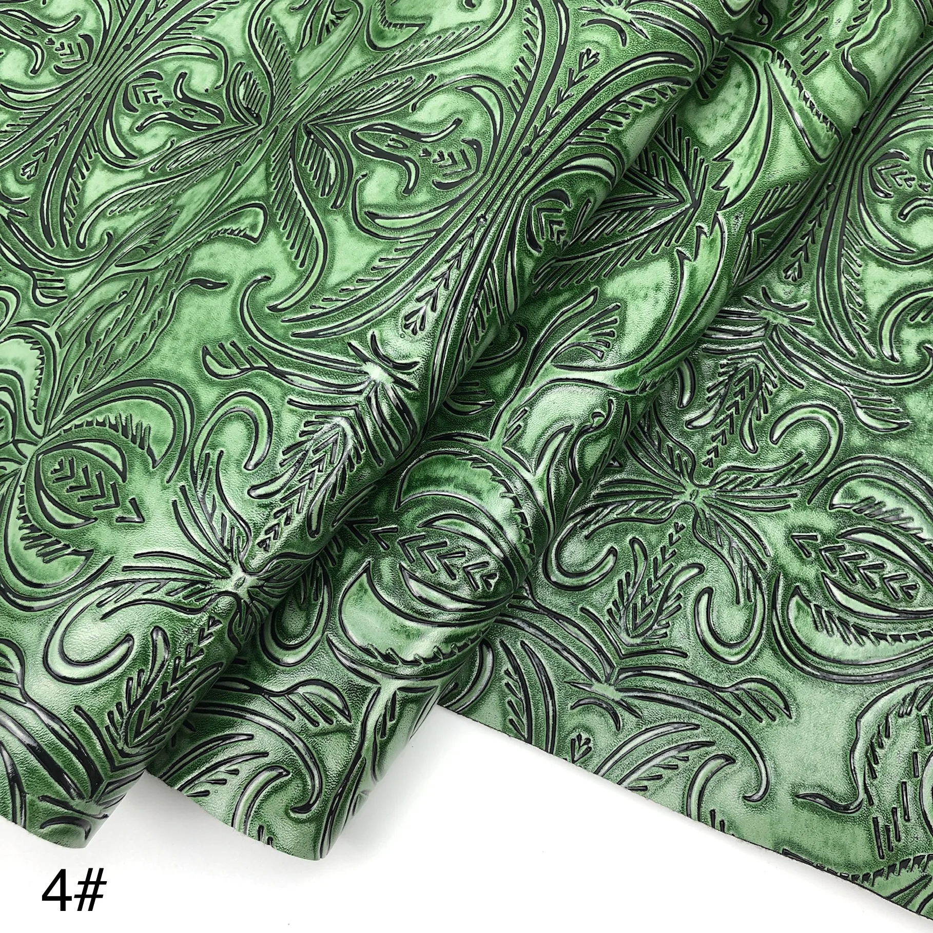 New product flower pattern printing PU leather shoe material handbag Vintage lily flower Embossed pattern PVC artificial faux le