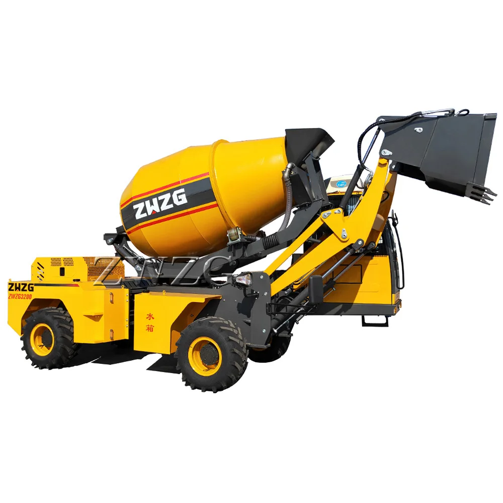 Mobile concrete mixer 4.0cbm 92 KW engine high quality concrete mixer gearbox