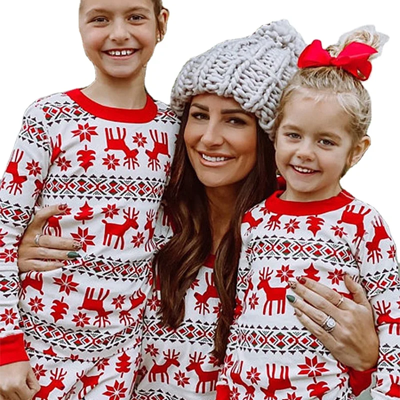 Dropshipping Amzon Christmas Pajamas Family Cotton Striped Christmas Family Pajamas