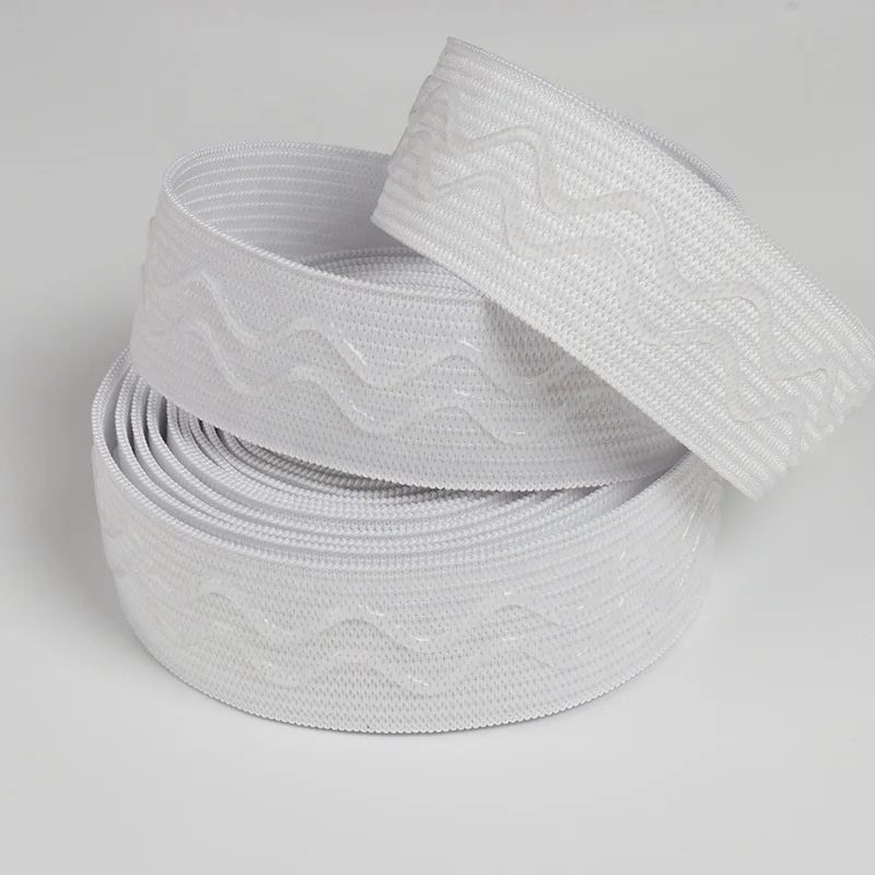 2.5CM Factory Custom Kitted Elastic Webbing Polyester Anti-Slip Wave Straight Line Silicone Gripper Elastic Tape For Garments