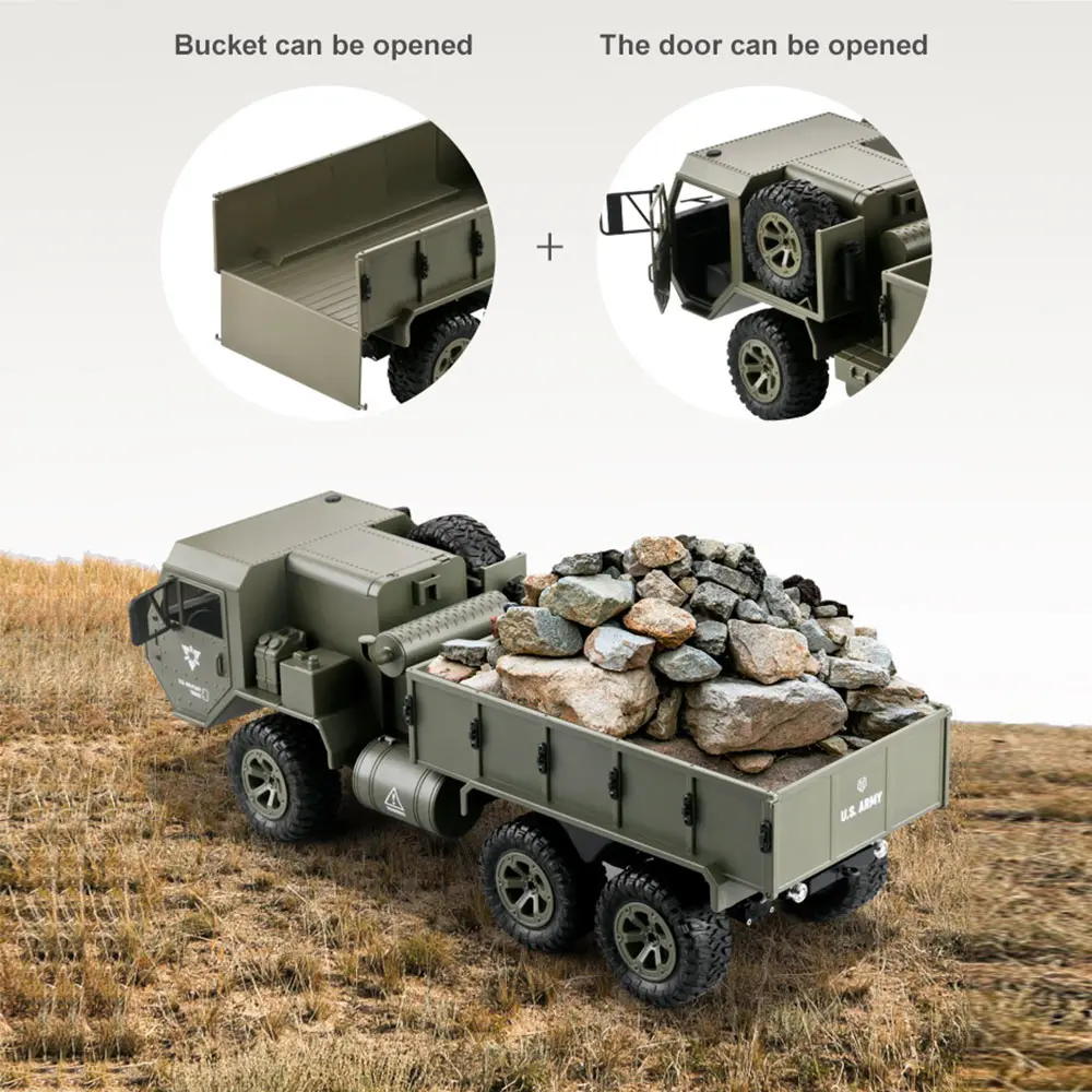 1/12 Full Scale 6WD US Army RC Military Truck 6x6 Wifi Camera Off-Road Pickup RC Truck Wholesale RC Cars RTR for Children