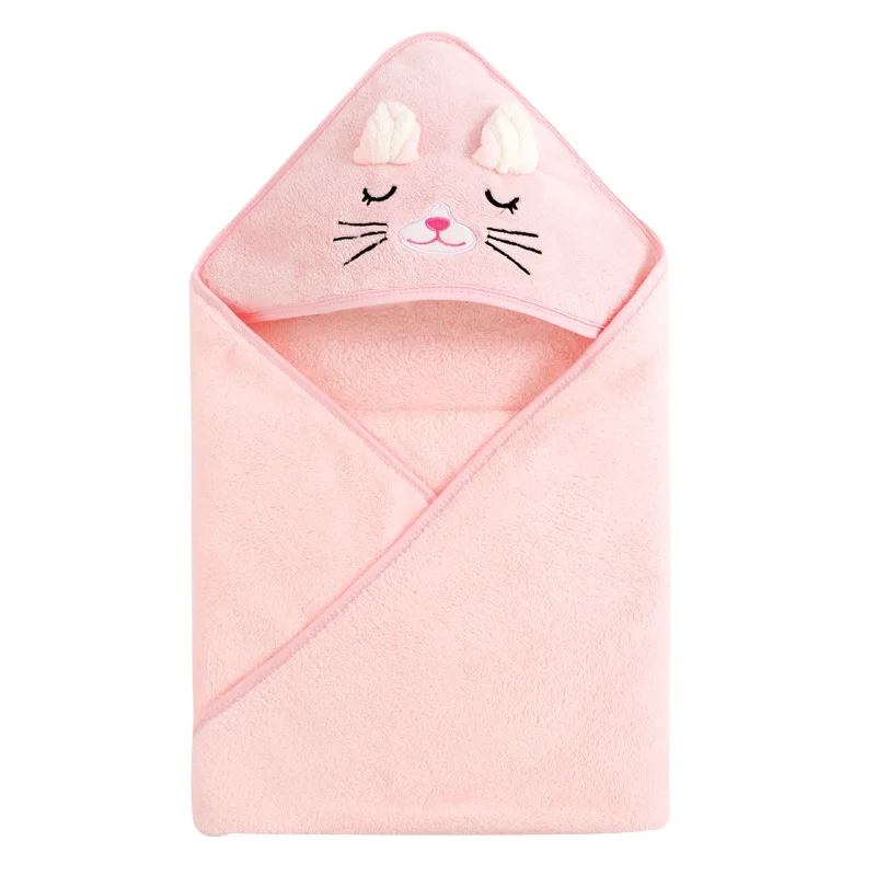Baby bag with spring and fall baby cartoon blanket baby absorbent coral velvet hooded bathrobe luxury