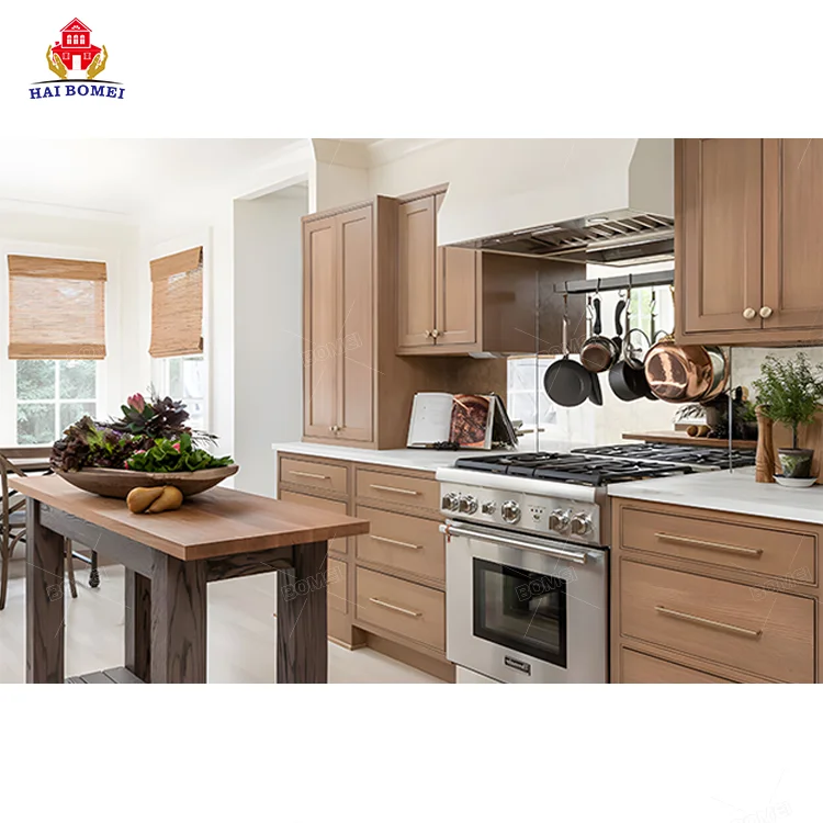 American european shaker Style White Oak Solid Wood Inset set supplier plywood furniture design modern Kitchen Cabinet