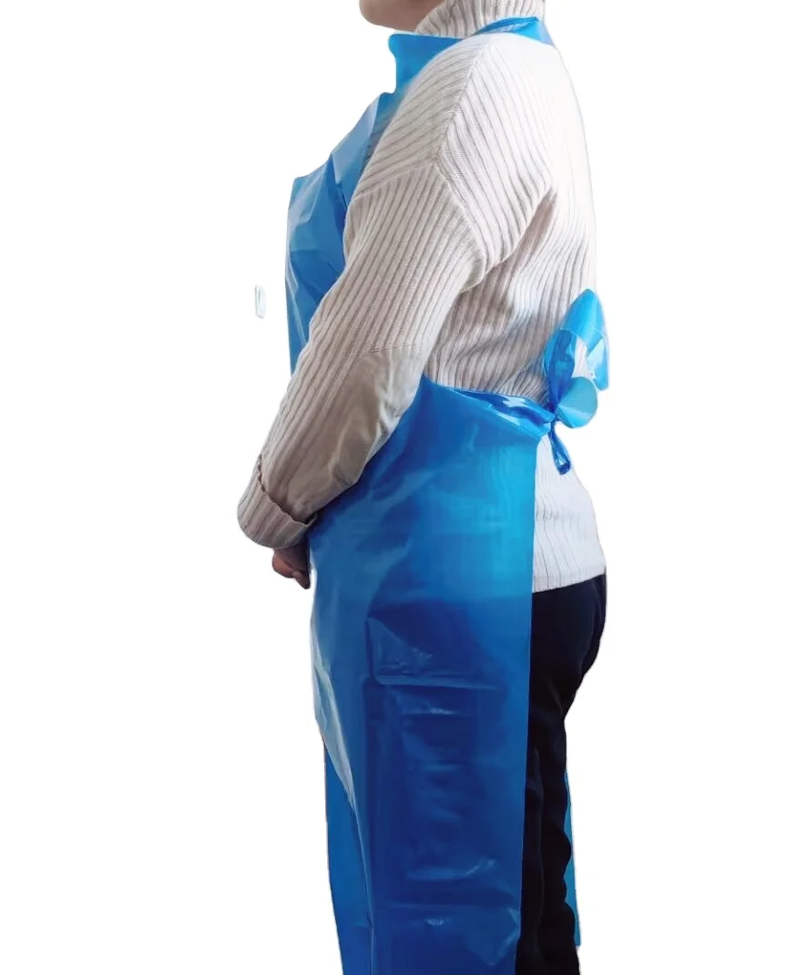 Eco Waterproof Restaurant Adult Seafood Poly Disposable Pe Plastic Lobster Apron Bib