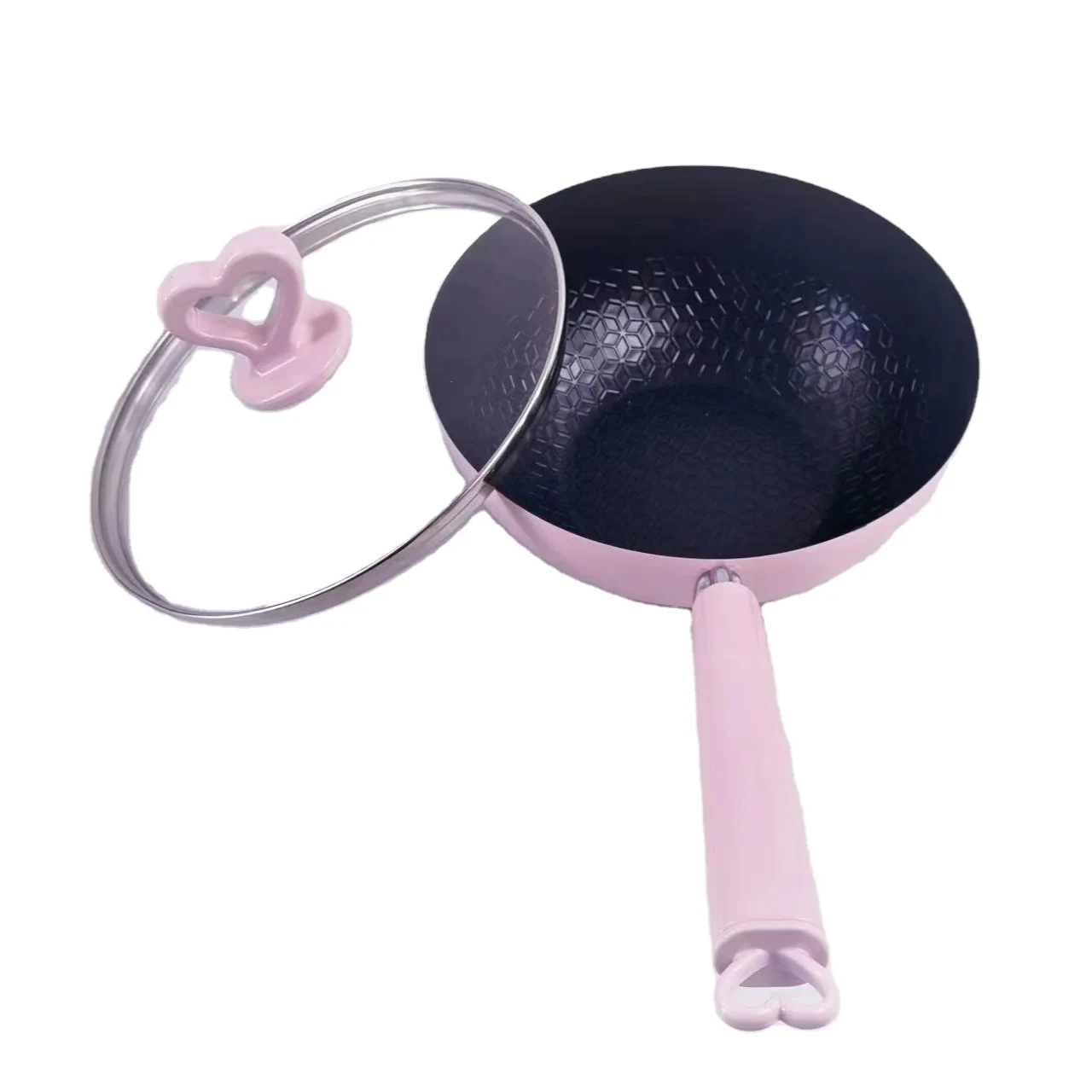 Новый продукт керамическое покрытие китайский ВОК сковорода милый набор в форме сердца многофункциональный