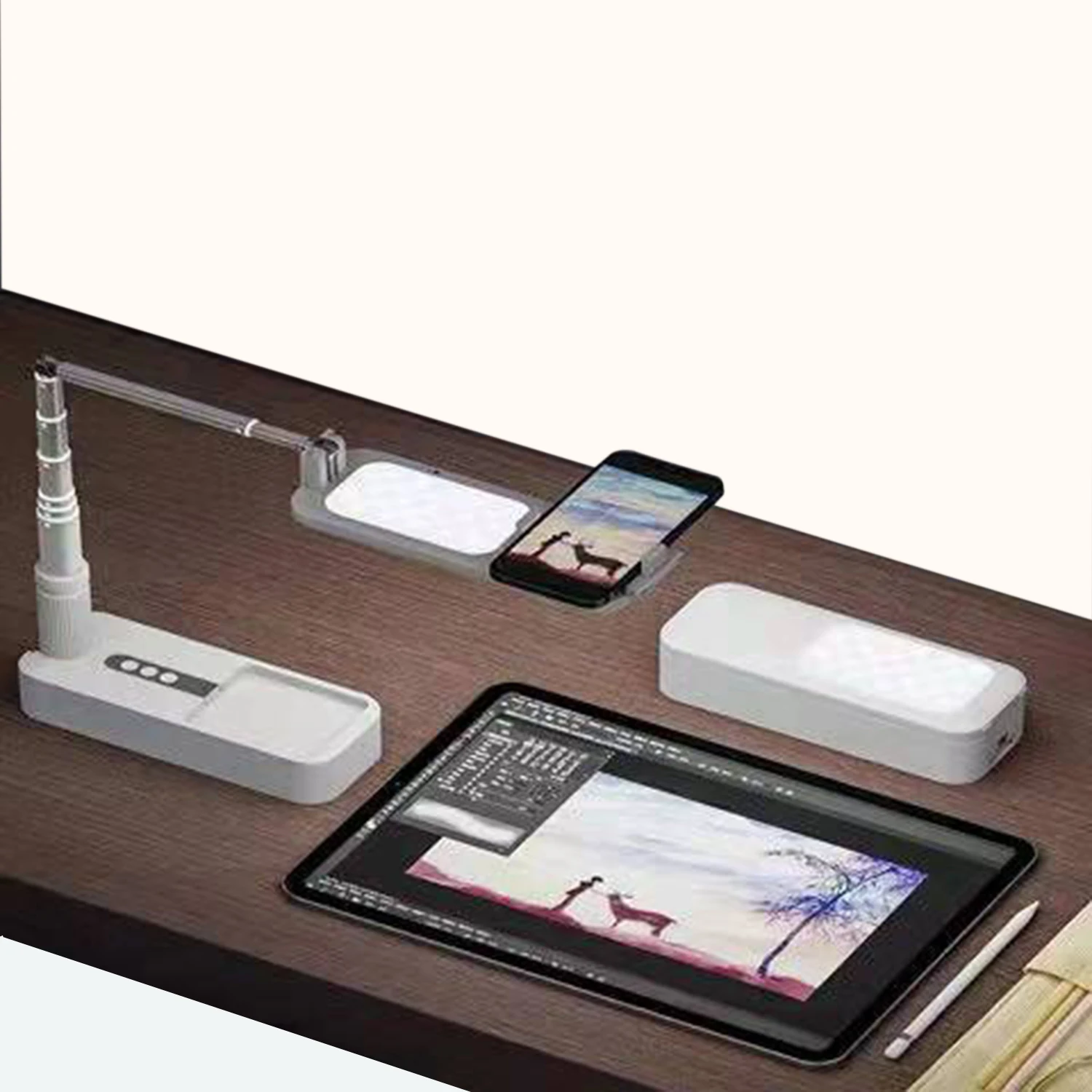 Morden Style Selfie Portable Aluminium Comedy Movy Phone Stand For Car Led Circle Ring Light