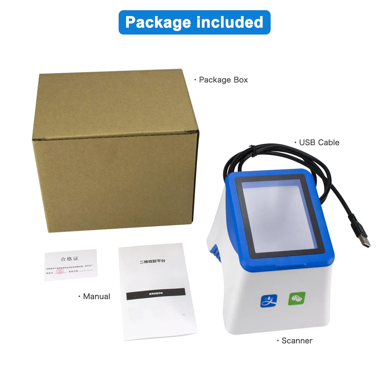 NETUM NT-2016 2D QR Desktop Barcode Reader Flatbed Scanner