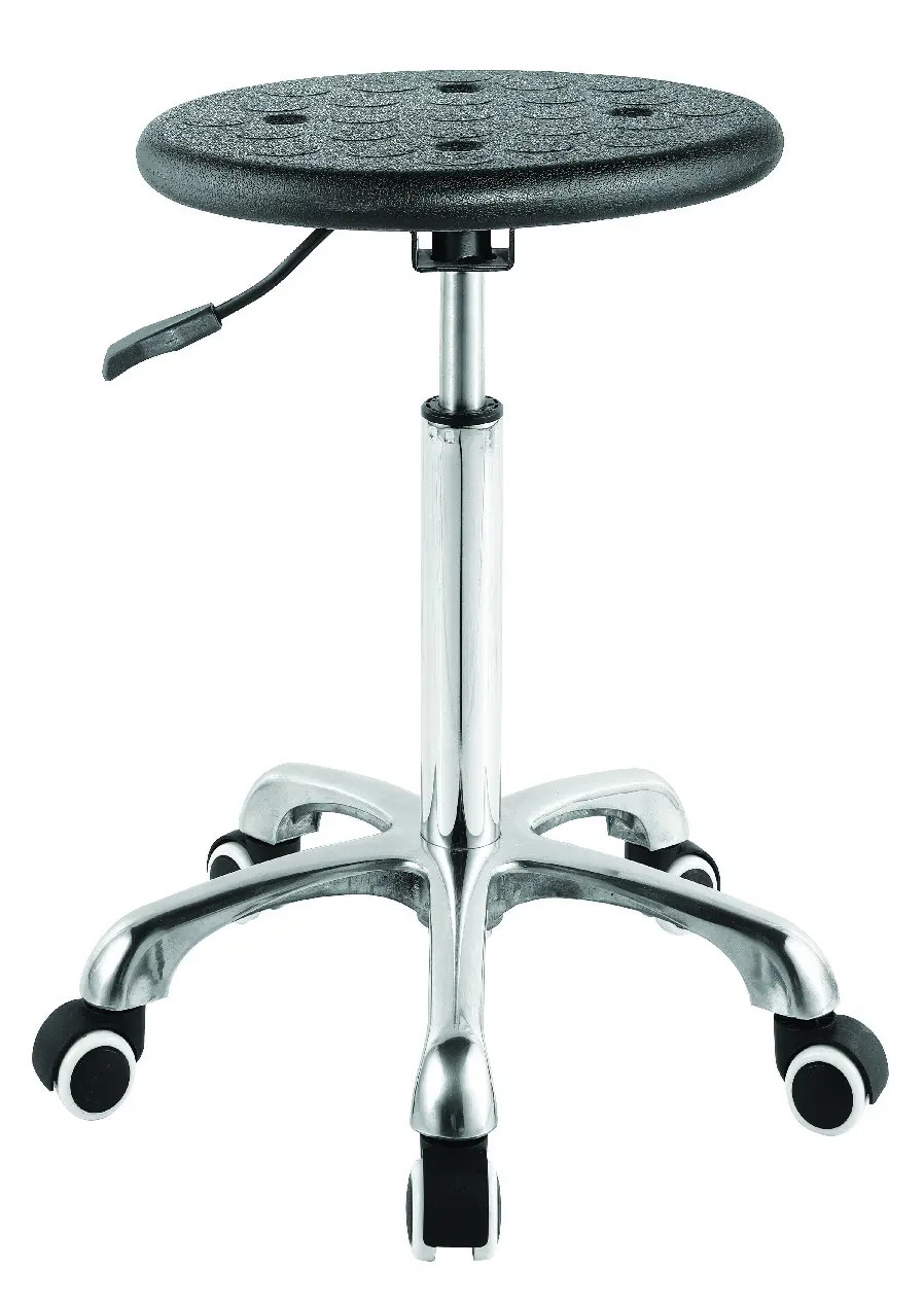 Round Swivel Stool with Wheels PU Leather Height Adjustable Stool for Laboratory,Black