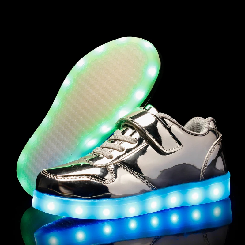 Wholesale Kids Sneakers Children Baby Girls Boys Letter PU Led Luminous Sport Light shoes  518-1