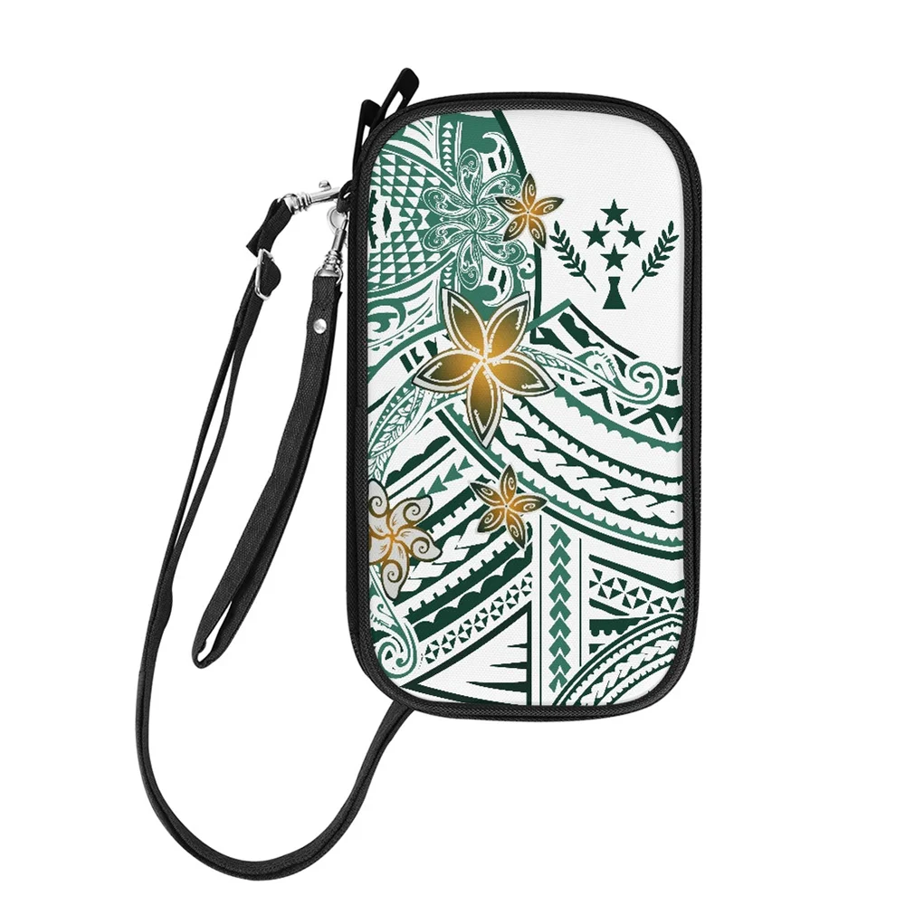 Polynesian Tribal Kosrae ISLAND Logo Grey Pattern Print Custom Passport Holder Polyester Wholesale Family Travel Document