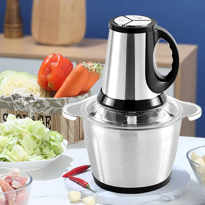 High Quality Electric Meat Grinder 2 Speeds Stainless Steel Electric Chopper Automatic Quiet Food Processor