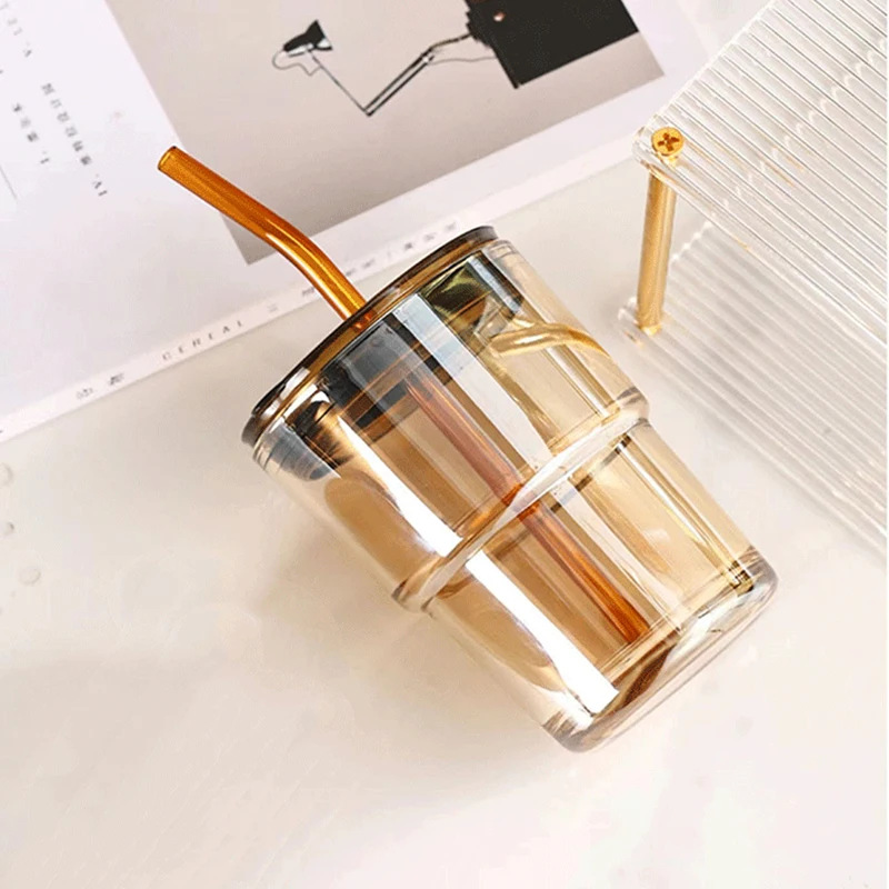 15oz 16oz Brown Breakfast Cola Custom Colored Heat Resistant Cup Frosted Coffee Clear Glass Mug