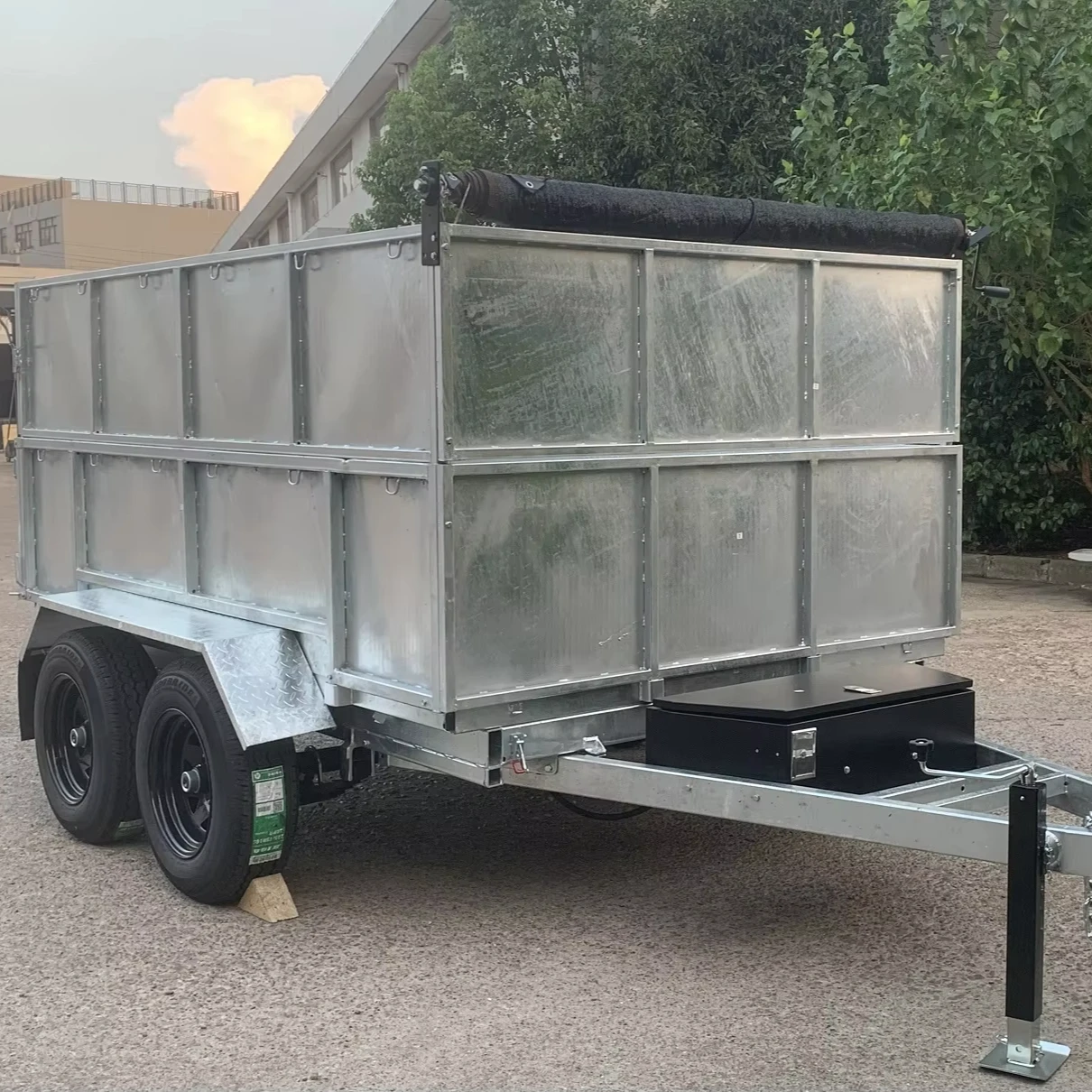 customized utility multi functional fully covered hydraulic dump box  trailer