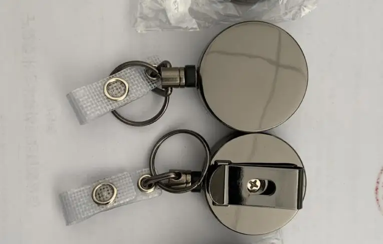 Heavy Duty Retractable Badge Holder Reel Will Well Metal ID Badge Holder with Belt Clip Key Ring for Name Card Keychain