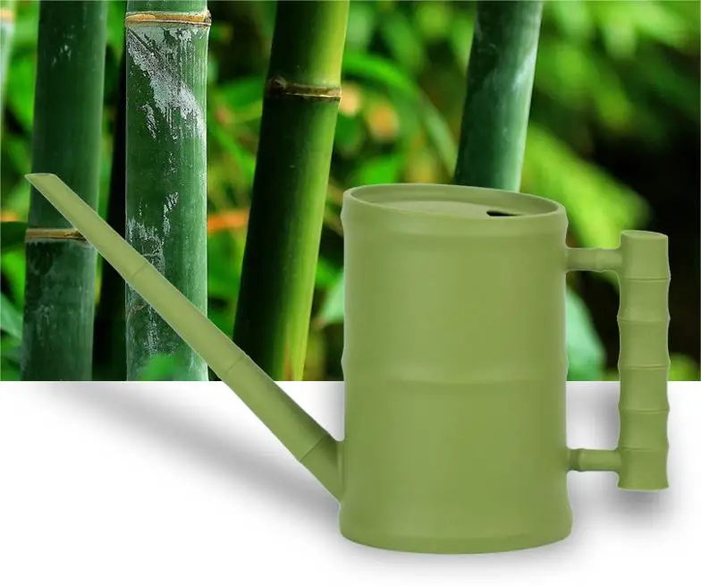 New Chinese wind bamboo tube watering pot plastic garden tools home gardening green plant long mouth watering pot