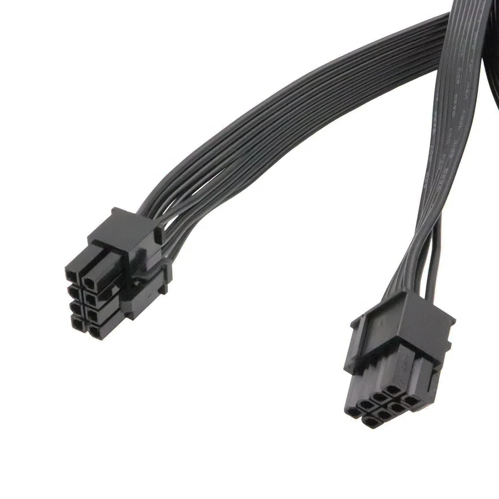 60cm Black PCI Express 8pin To Dual 6+2Pin Power Supply Cable PCIE 8 Pin 1 To 2 Spliter Power Graphics Module Cable