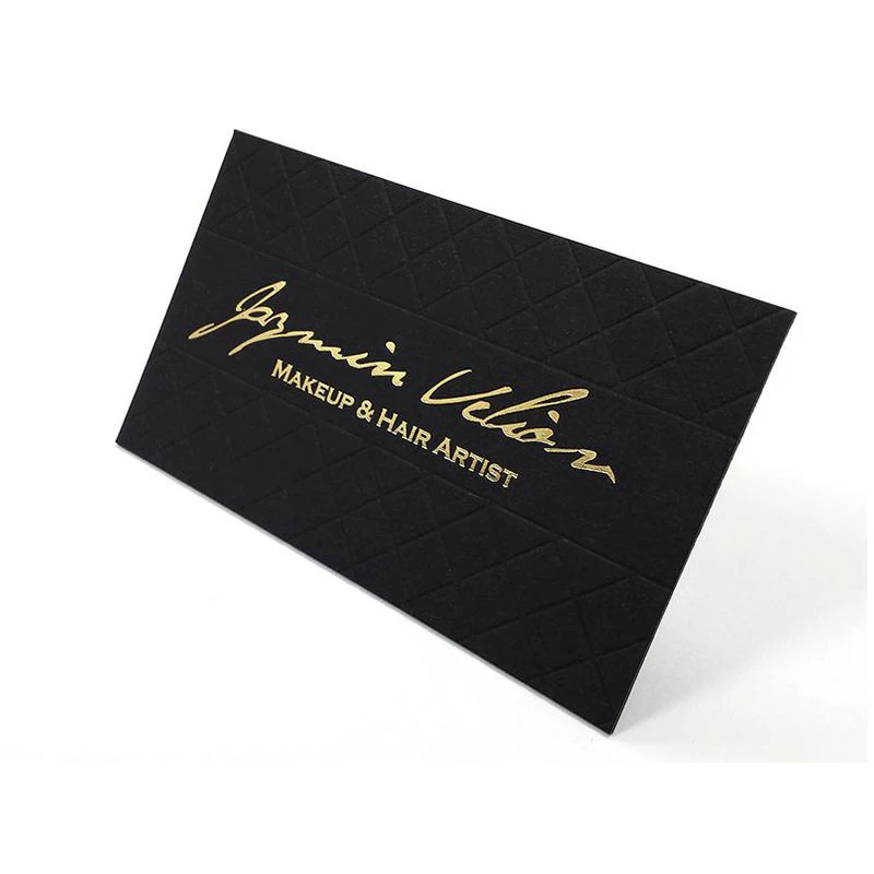 Luxury hot stamping gold metal  foil black cardboard business visiting name cards with logo