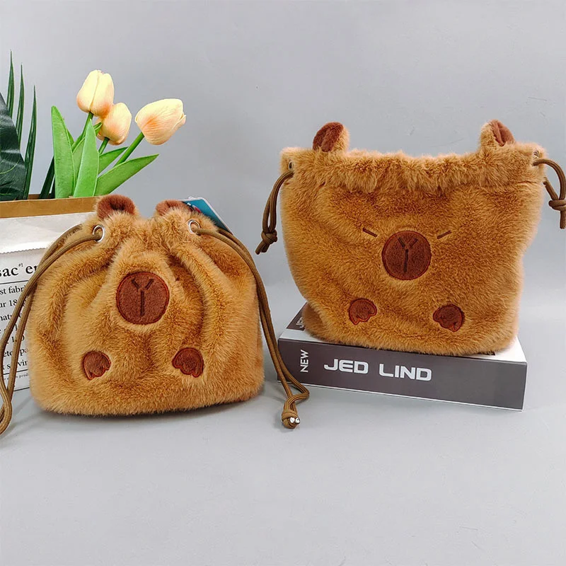Capybara bag Plush hand bag with string soft custom Capibara King Plush cross body Cute cartoon soft water hog sling bag