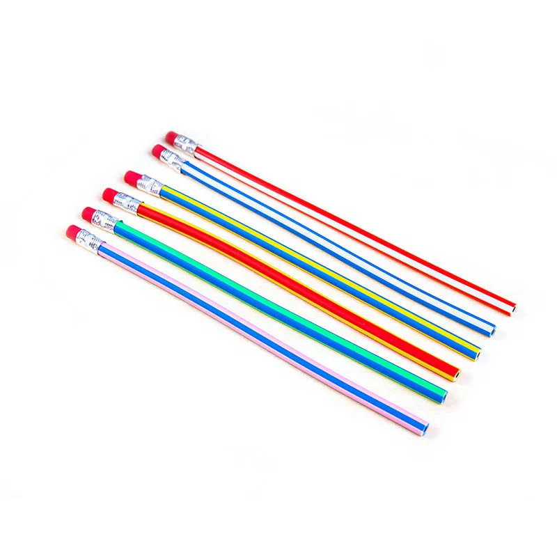 Creative Stationery Funny Mult Colored Bendy Pencil Flexible Soft Pencils With Eraser for Kids Writing Study Magic Gift