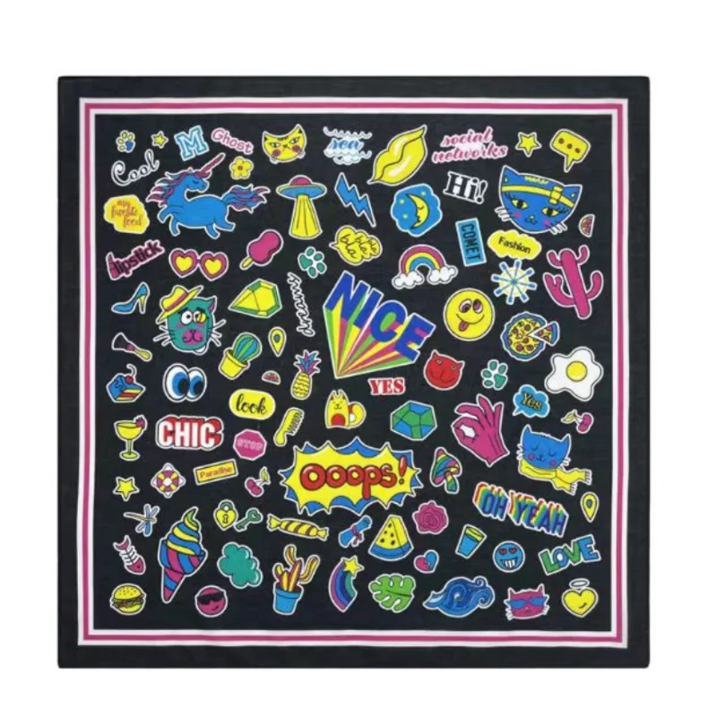 Wholesale Customised Cotton Square Screen Digital Printing Scarf OEM Design Custom Made Personal Logo Bandana