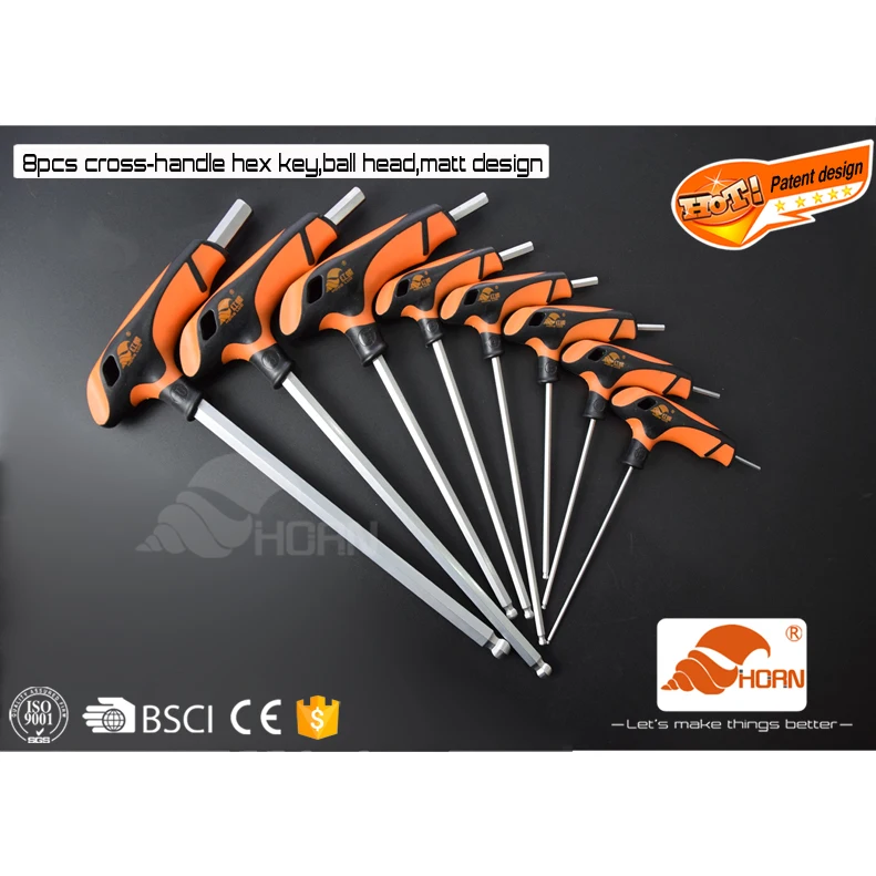 Direct factory  Premium 3-10mm Plastic sliding Handle Allen Key universal Flat Hex Ball end Screwdriver Wrench T handle Hex Key
