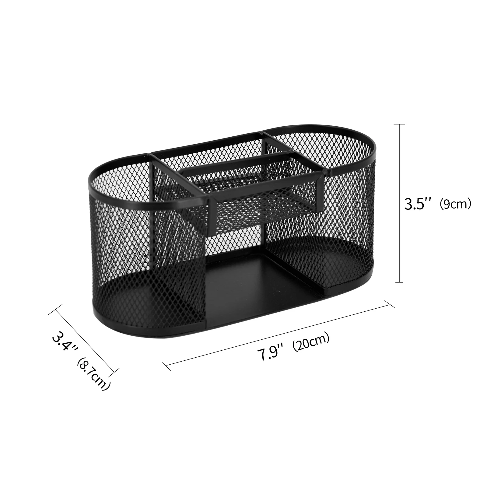 Multi-Functional Metal Mesh Caddy with 5 Compartments, Pen Organizer for Desk, Home, Office, School, Workshop (Black)