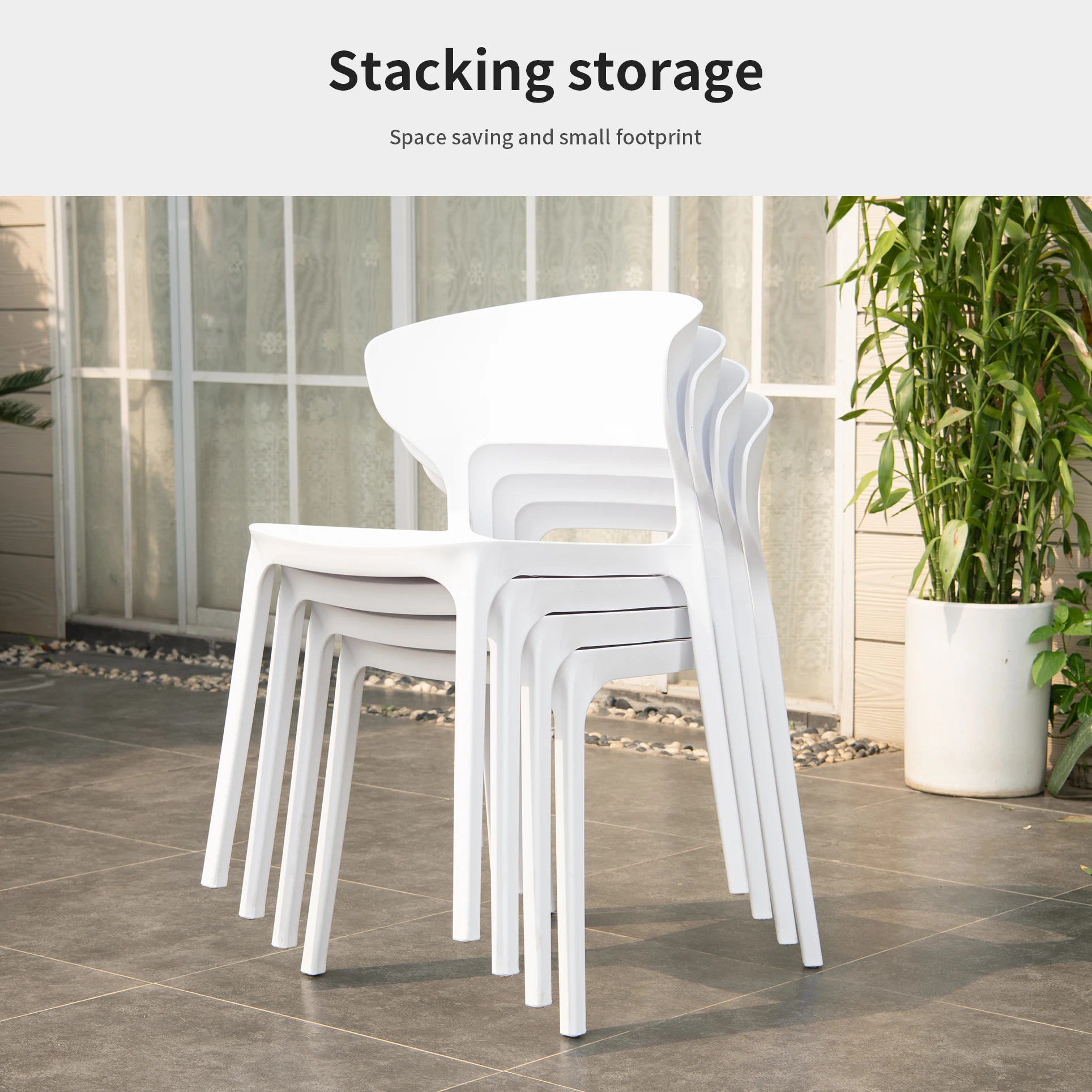 [MOJIA]Plastic Chair Set Top Quality Steel Frame Strong Bearing Capacity Stacked Chair Wholesale Foshan Factory  Price