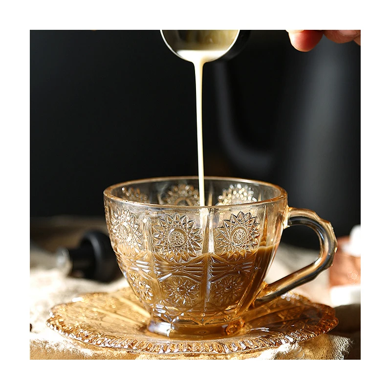 Middle east arabic cafe glass cup handle lead free crystal glass tea cup set tea coffee glass tea cup