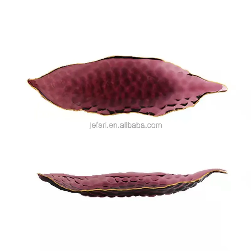 Pea Pod Shaped Irregular Glass dry Fruits serving Tray For Wedding Ceremony