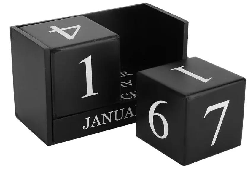 Vintage Wooden Calendar Blocks Desktop Perpetual Calendar for Month Date Display Home Office Decoration