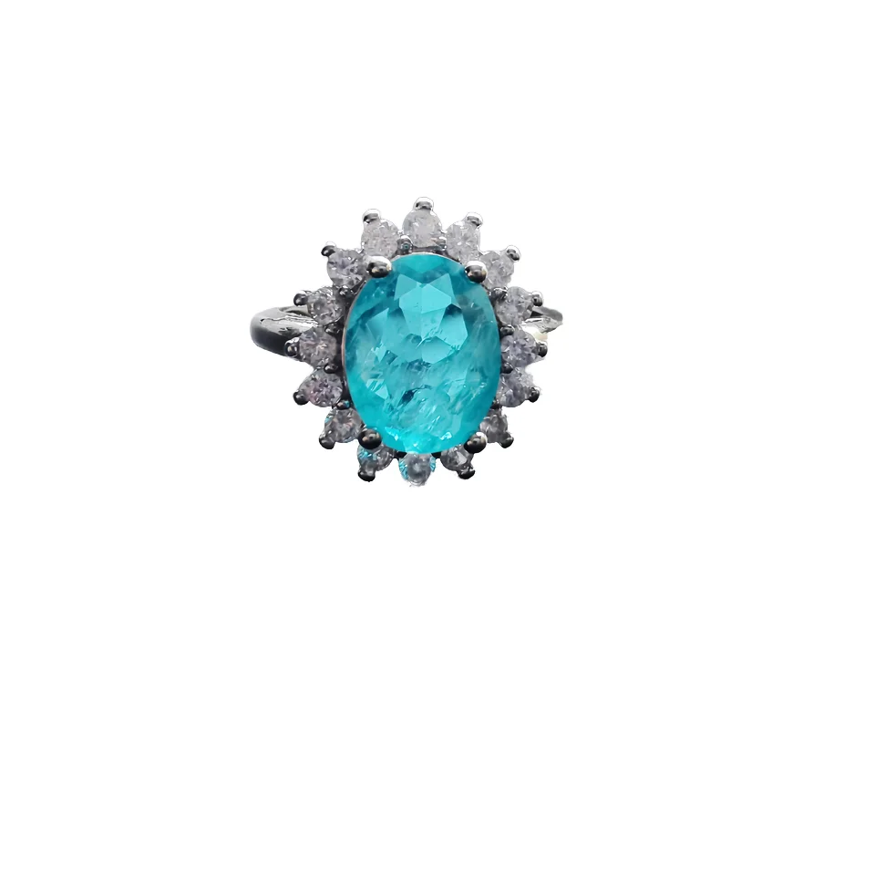 925 серебряные ювелирные изделия Paraiba Турмалин Роскошные инкрустированные модные повседневные кольца для женщин