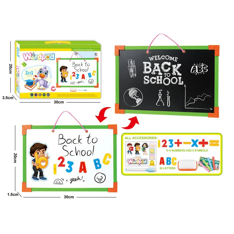 High Quality Kids Magnetic Black and White Board Plastic Learning Wordpad