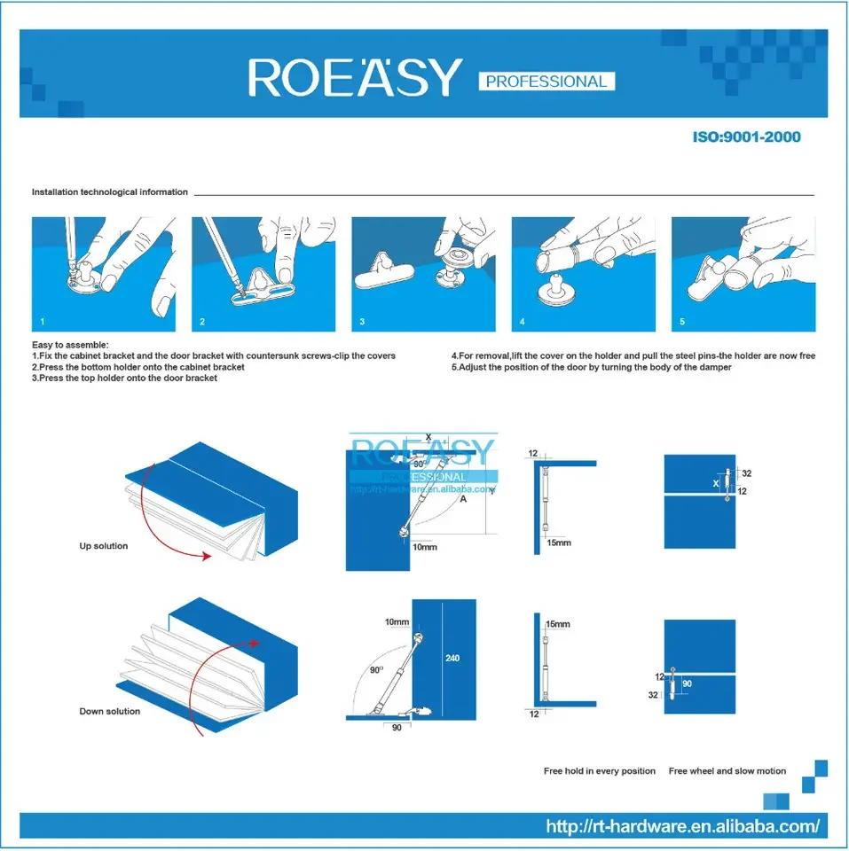 ROEASY FD-C08 furniture hardware hydraulic pneumatic lift stay gas spring strut for cabinet door