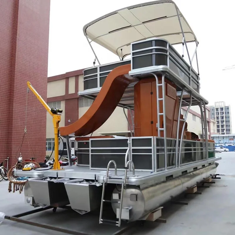 Family Leisure Water Play Entertainment Double Decker Pontoon Party Aluminium Boat for Sale