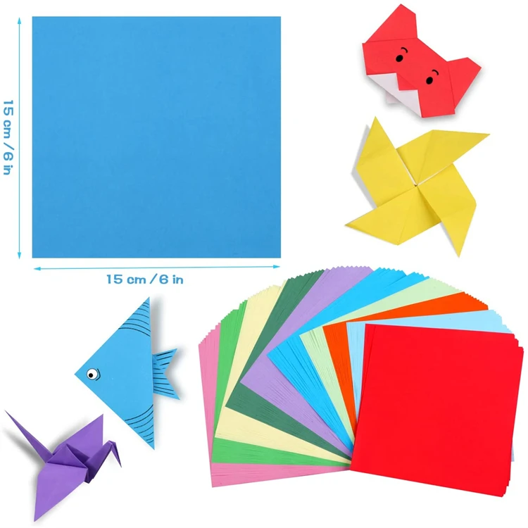 China Colorful Kids Origami Set Factory Wholesale Handmade Double Sided 100 Sheets 100% Wood Pulp Origami Paper