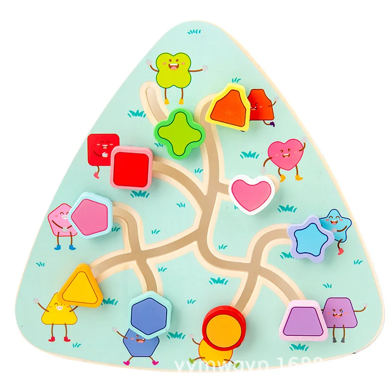 Educational toy Explosive early puzzle children wooden track walking maze interactive animal number position Fruit position