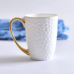 hot sell color porcelain gold handle coffee mug cup , wholesale plain white ceramic cups mugs